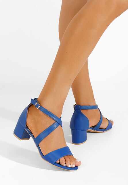 Sandale cu toc gros Kolina albastre