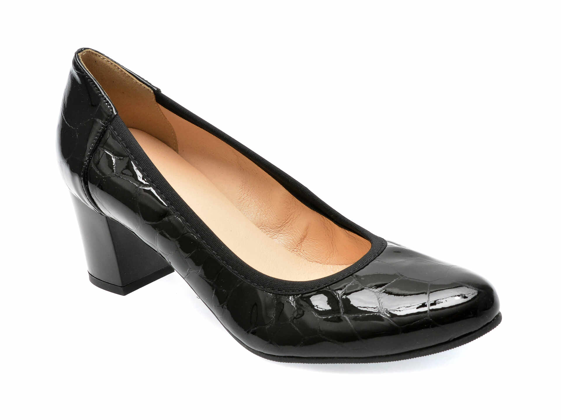 Pantofi IMAGE negri, 5175, din piele naturala lacuita