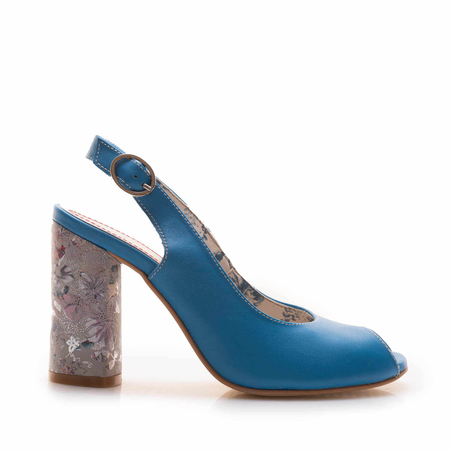 Sandale cu toc damă din piele naturală, Leofex - 250 Albastru Deschis Box