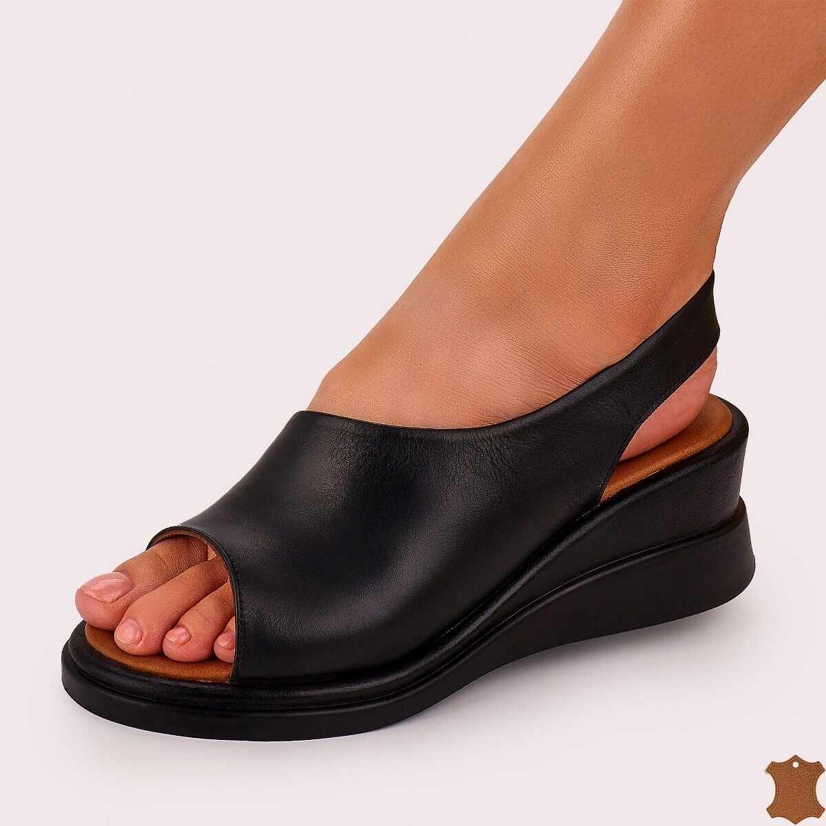 Sandale Dama Negre Piele Naturala Garam