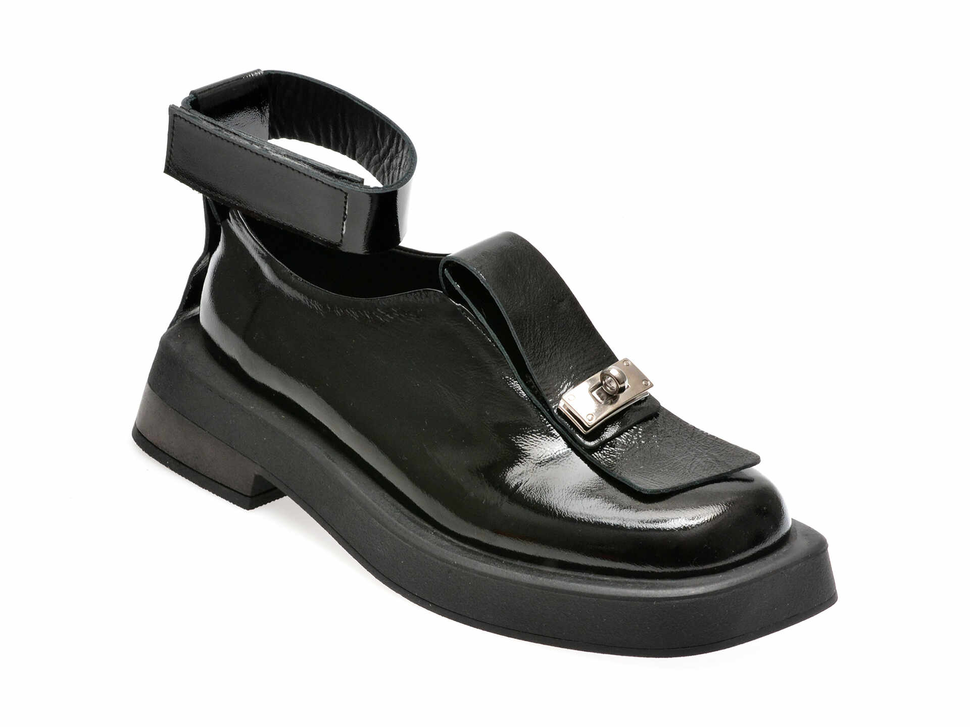 Pantofi EPICA negri, 484198, din piele naturala lacuita