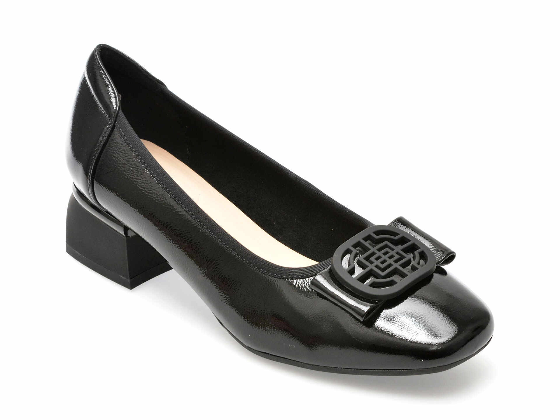 Pantofi EPICA negri, 15621A, din piele naturala lacuita