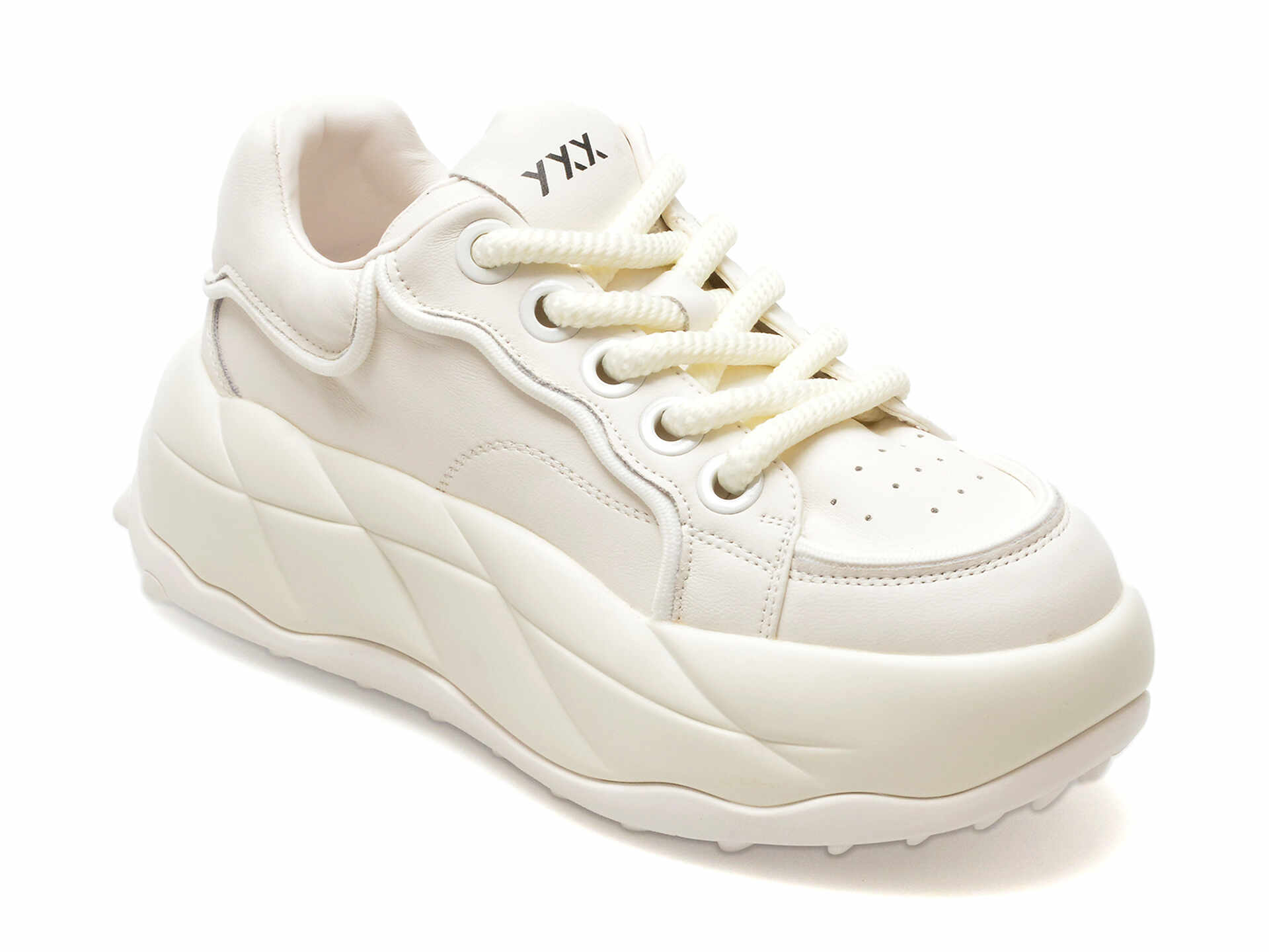 Pantofi GRYXX albi, GD301, din piele naturala