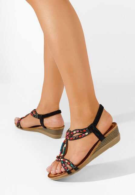 Sandale cu pietricele Indris V2 negre