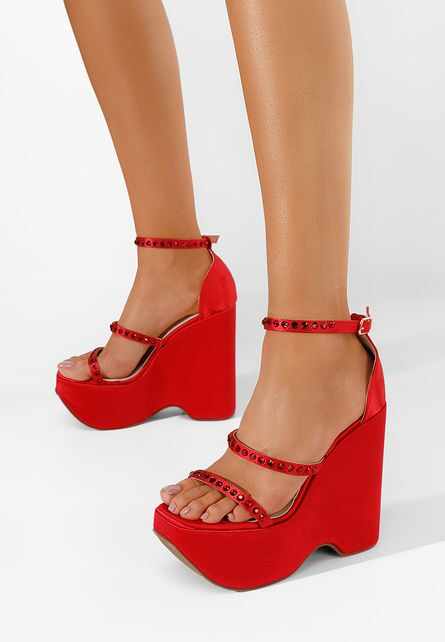 Sandale cu platforma Silvana rosii